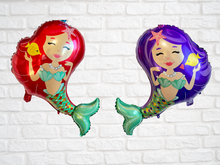 Load image into Gallery viewer, Mermaid and Dolphin Balloon 4 PC Birthday Party Decoration Set | Party Decorations and Supplies