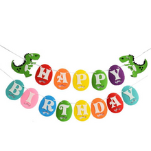 Load image into Gallery viewer, Dragon Birthday Party Balloon Set Foil Balloons with Dinosaur Happy Birthday Banner and Decorations