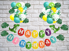 Load image into Gallery viewer, Dragon Birthday Party Balloon Set Foil Balloons with Dinosaur Happy Birthday Banner and Decorations