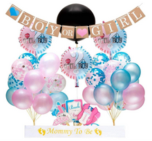 Load image into Gallery viewer, Gender reveal party supplies pink blue dinosaur balloons | Party decorations for celebration with balloons, banner photo props (66 Pieces)