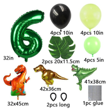 Load image into Gallery viewer, Dinosaur Number Balloons | Birthday party supplies and decor balloon decorations for celebrations First Birthdays | Foil Mylar Latex Balloon