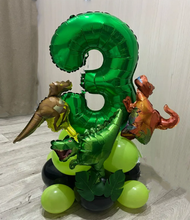 Load image into Gallery viewer, Dinosaur Number Balloons | Birthday party supplies and decor balloon decorations for celebrations First Birthdays | Foil Mylar Latex Balloon