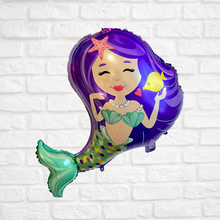 Load image into Gallery viewer, Mermaid and Dolphin Balloon 4 PC Birthday Party Decoration Set | Party Decorations and Supplies