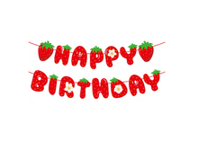 Load image into Gallery viewer, Strawberry birthday party decorations balloons happy birthday banner cupcake toppers | Party supplies and decor signs | Babys first birthday
