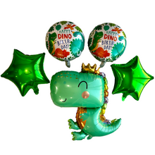 Load image into Gallery viewer, Teal Jumbo Sized Baby Dinosaur Foil Balloons Kids Birthday Party Decorations 5PC Set | Party Supplies Parties Celebrations | Gifts for Kids