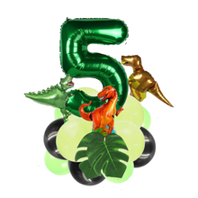 Load image into Gallery viewer, Dinosaur Number Balloons | Birthday party supplies and decor balloon decorations for celebrations First Birthdays | Foil Mylar Latex Balloon