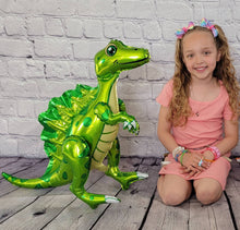 Load image into Gallery viewer, Dinosaur Balloon JUMBO Mylar Walking Foil Balloons - GREEN Spinosaurus | Party Balloons Supplies and Decorations | Birthday Baby Shower Gender Reveals