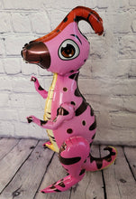 Load image into Gallery viewer, Dinosaur Balloon JUMBO Mylar Walking Foil Balloons - PINK Parasaurolophus | Birthday Party Decorations Supplies Decor | Gifts for Kids