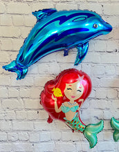 Load image into Gallery viewer, Mermaid and Dolphin Balloon Birthday Party Decoration 4 PC Set