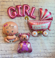 Load image into Gallery viewer, Girl Baby Shower Gender Reveal Foil Balloons Party 4 PC Set