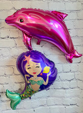 Load image into Gallery viewer, Mermaid and Dolphin Balloon Birthday Party Decoration 4 PC Set