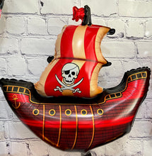 Load image into Gallery viewer, Pirate and pirate ships with skull and shark balloon 7 PC Set | Party Supplies and Decorations | Birthday Baby Shower Gender Reveal