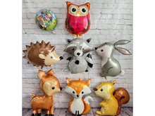 Load image into Gallery viewer, Woodland Animal Balloons - Happy Birthday Foil Party Balloons - Set of 8