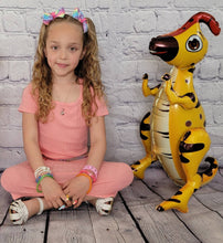 Load image into Gallery viewer, Dinosaur Balloon JUMBO Mylar Walking Foil Balloons - YELLOW Parasaurolophus | Party Supplies and Decorations