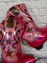 Load image into Gallery viewer, Cowgirl Cowboy Boots Balloons Happy Birthday Celebration Western Pink Red Brown Dancing Boots