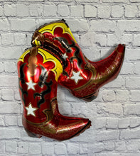 Load image into Gallery viewer, Cowgirl Cowboy Boots Balloons Happy Birthday Celebration Western Pink Red Brown Dancing Boots