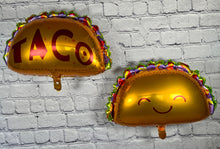 Load image into Gallery viewer, Taco balloons for birthday parties fiestas foil balloon | Dragons love tacos | Party supplies and decorations