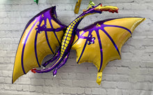 Load image into Gallery viewer, Dragons love tacos balloons for birthday parties fiestas foil balloons fire breathing dragon balloons
