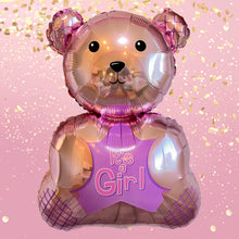 Load image into Gallery viewer, Girl Baby Shower Gender Reveal Foil Balloons Pink Baby Teddy Bear | Party Supplies and Decorations