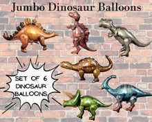 Load image into Gallery viewer, Dinosaur themed party decorations balloons birthday baby shower baby gender reveal expecting moms dads celebration party dino decor girl boy