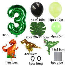 Load image into Gallery viewer, Dinosaur Number Balloons | Birthday party supplies and decor balloon decorations for celebrations First Birthdays | Foil Mylar Latex Balloon