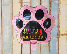 Load image into Gallery viewer, Dog paw print balloon pink party supply decoration | Party celebration supplies dog puppy birthday dog lover | Foil helium balloons