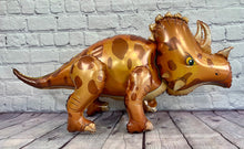 Load image into Gallery viewer, Dinosaur Balloon JUMBO Mylar Walking Foil Balloons Brown Triceratops | Birthday Celebration Decorations and Supplies Party Decor
