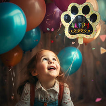 Load image into Gallery viewer, Dog paw print balloon gold / yellow party supply decoration | Party celebration supplies dog puppy birthday dog lover | Foil helium balloons
