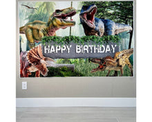 Load image into Gallery viewer, Dinosaur Photo Backdrop Kids Birthday Party Vinyl Dinosaur Banner | Party Decorations and Supplies | Dinosaur Prehistoric Party T Rex Decor