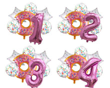 Load image into Gallery viewer, Donut Pink Number Balloon 32" Jumbo Foil and Latex Balloon Bouquet | Party Supplies and Decorations | Sweet Birthday Party Celebration Decor