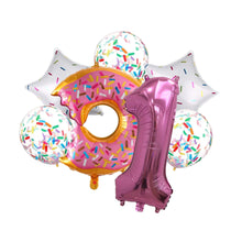 Load image into Gallery viewer, Donut Pink Number Balloon 32" Jumbo Foil and Latex Balloon Bouquet | Party Supplies and Decorations | Sweet Birthday Party Celebration Decor