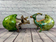 Load image into Gallery viewer, Baby Dinosaur Balloons Set 4PC JUMBO Hatching Dinosaur Eggs | Party Supplies and Decorations | Kids Gifts Birthday Parties Baby Shower Decor