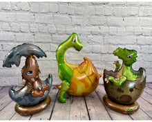 Load image into Gallery viewer, Baby Dinosaur Balloons Set 3PC JUMBO Hatching Dinosaur Eggs | Party Supplies and Decorations | Kids Gifts Birthday Parties Baby Shower Decor