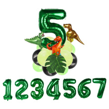 Load image into Gallery viewer, Dinosaur Number Balloons | Birthday party supplies and decor balloon decorations for celebrations First Birthdays | Foil Mylar Latex Balloon