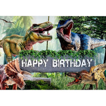 Load image into Gallery viewer, Dinosaur Photo Backdrop Kids Birthday Party Vinyl Dinosaur Banner | Party Decorations and Supplies | Dinosaur Prehistoric Party T Rex Decor