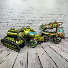 Load image into Gallery viewer, Military Trucks Tanks and Missile Balloons 3 PC Set | Kids Birthday Patriotic Events Veterans Soldiers | Party Supplies and Decorations