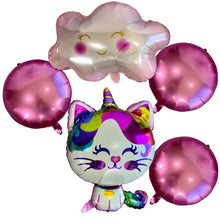 Load image into Gallery viewer, Caticorn Balloon 5PC Set Mythical Unicorn Kitty Cat Birthday Party Decoration Supplies | Kids Gifts Gender Reveal Baby Shower Celebrations