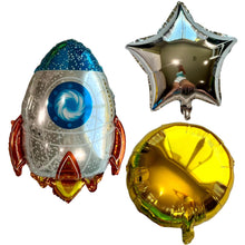 Load image into Gallery viewer, Rocket Ship Space Balloon 5PC Outer Space Birthday Party Set | Party Supplies Balloons & Decorations Gender Reveal Baby Shower Decor | Gifts
