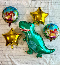 Load image into Gallery viewer, Teal Jumbo Dinosaur Foil Balloons Kids Birthday Party Decorations 5PC Set | Party Supplies and Parties Celebrations Decor | Gifts for Kids