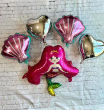 Load image into Gallery viewer, Mermaid Seashell Balloons 5PC Set | Birthday Party Decoration & Party Supplies | Kids Birthday Gifts Baby Shower Gender Reveal Celebrations