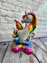 Load image into Gallery viewer, Unicorn Foil Balloon Standing 2PC Set | Birthday Party Decoration & Party Supply | Kids Birthday Gifts Baby Shower Gender Reveal Celebration
