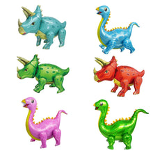 Load image into Gallery viewer, Dinosaur Balloon Set of 6 JUMBO Mylar Walking Foil Balloons | Party Decorations and Supplies | Birthday Baby Shower Gender Reveal