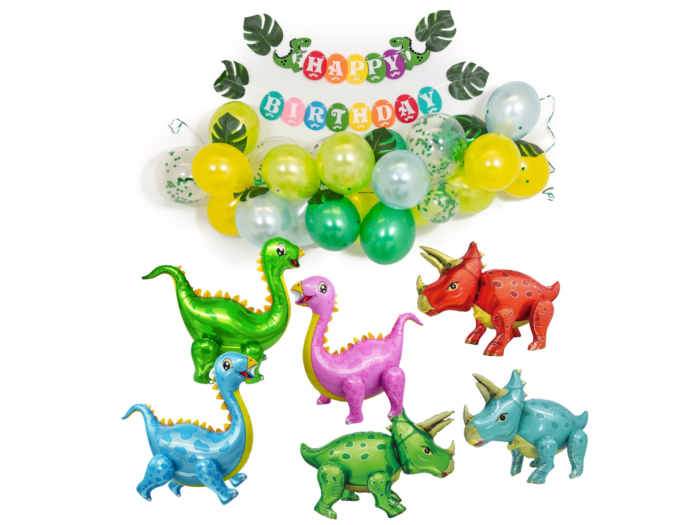 Dino Ballon Décoration Fête Birthday Party Decoration Dinosaurus Foil Ballon  2 pièces