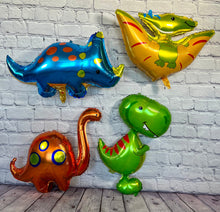 Load image into Gallery viewer, Baby Dinosaur Balloon Set of 4 Mylar Foil Party Balloons | Party Supplies and Decorations | Birthday Party Gender Reveal Baby Shower