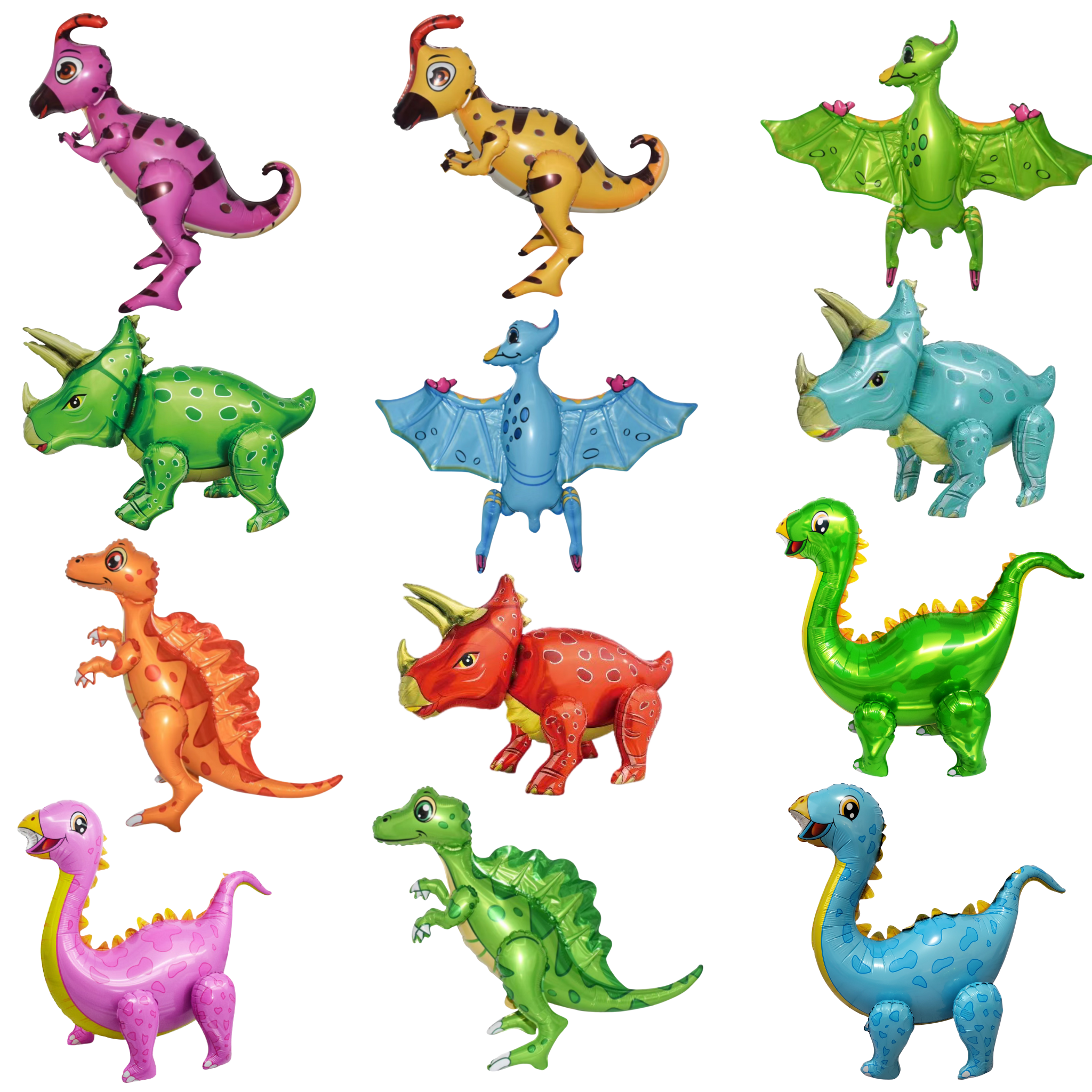 Walking Dinosaur Balloon Set – Jumbo Foil Party Decor (12-Piece Set)