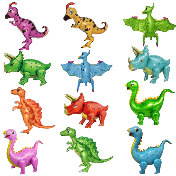 Walking Dinosaur Balloon Set – Jumbo Foil Party Decor (12-Piece Set)