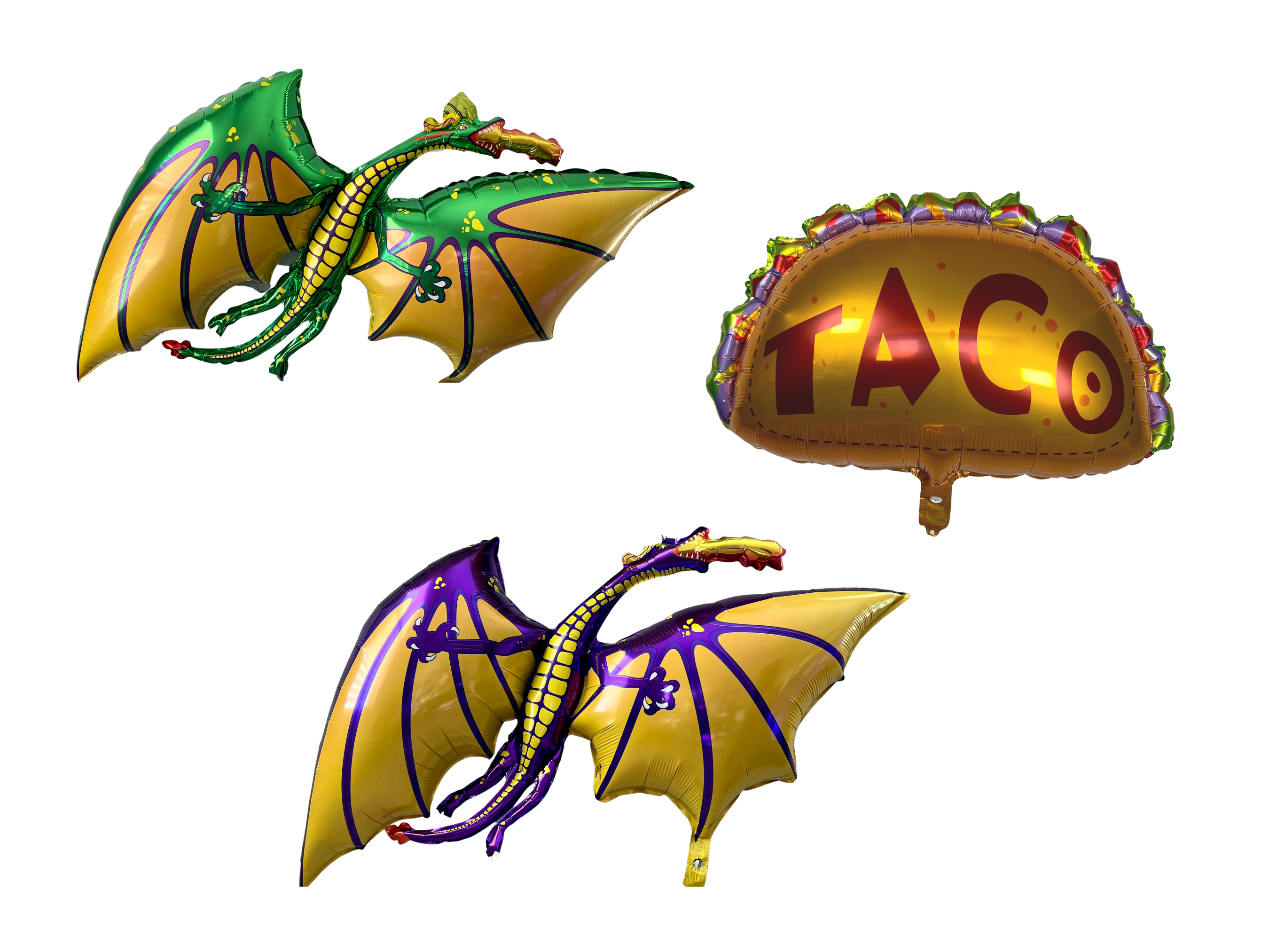 Dragon & Taco Foil Balloons – Fiesta Birthday Party Decor