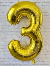Load image into Gallery viewer, Dinosaur Balloon JUMBO Mylar Foil Balloons and Gold Number Party Set
