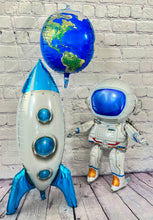 Load image into Gallery viewer, Astronaut and rocket ship space ship outer space Earth planets 5 PC balloon set
