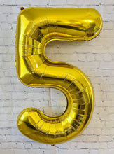 Load image into Gallery viewer, Dinosaur Balloon JUMBO Mylar Foil Balloons and Gold Number Party Set
